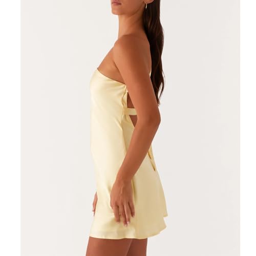 Women Y2k Halter Back Tie Up Bow Formal Mini Dress Cute Floral Backless Silk Satin Beach Vacation Short Dresses3