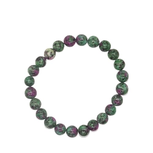 H&H Armband Naturstein Edelstein Perlenarmband Heilstein Powerarmband Kugel Perlen 8 mm (Rubin Zoisit)