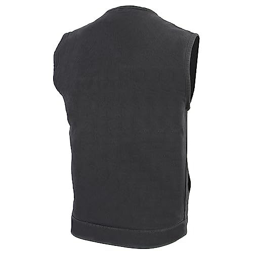 Milwaukee Leather Mens Denim Collarless Hidden Zipper Club Look Vest MDM30013