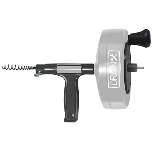 DrainX 50-FT Steel Power Pro Drum Auger Plumbing Snake with Drill Attachment | Use Manually or Powered | Heavy Duty Cable with Work Gloves and Storage Bag Included