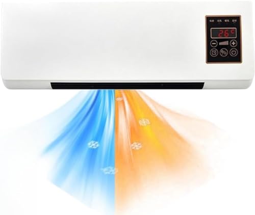 冷暖両用移動式小型エアコン、ミニ冷暖房エアコン 冷暖房エアコンファン 移動式壁掛けエアコン リモコン付き タイミングー 低騷音 操作簡単 一体型機器 工事不要、壁取付け可能、移動可能、16度から35度まで調節可能 ポータブルエアコン 年中使える 温風機能