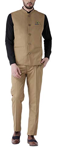 Image of hangup Men's Synthetic Notch Lapel Suit (2BasketTR Khakhi 44 Khaki