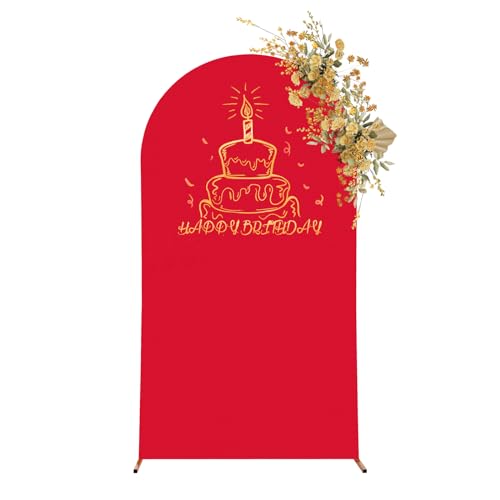 Wedding Arch Cover,7.22FT Balloon Arch Frame Kit, Wedding Columns Bracket Frame Display Background for Birthday, Party, Banquet Decoration (Red, 7.22FT,Gold Stand)