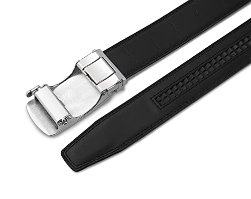 Image of Lingli Men's Belt,Ratchet Dress Belt with Automatic Buckle Brown /Black-Trim to Fit-35mm wide