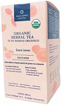 Blue Zones - Herbal Tea - Guava Leaf Wrapped Tea Bags, 100% Natural Ingredients, Gluten, Caffeine, Sugar Free - High Antioxidants, Diuretic - Organic USDA - 20 Box