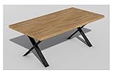 Esstisch Wildeiche massiv 180x100 cm massiv mit schwarzen X-Füßen