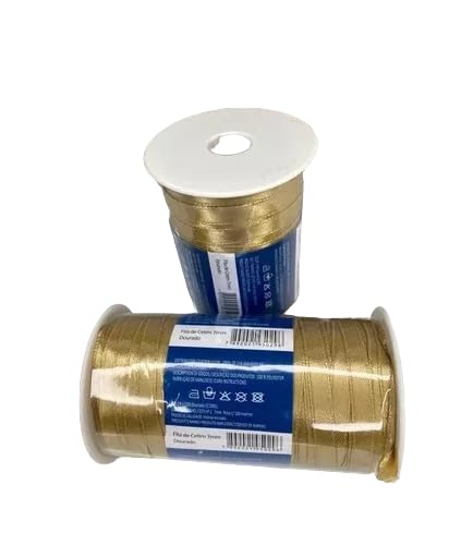 Fita de Cetim Simples Fina 7mm Nº 01 - Rolo com 100 Metros - Unidade (Dourado)
