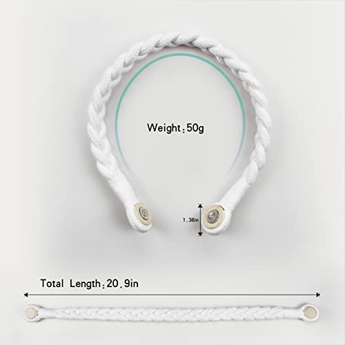 Porlau 2 Pack White Magnetic Soft Curtain Tiebacks Cotton Hand-Woven Tieback Holdback Home Decorative Tie Backs With Durable Wooden Buckle For Home Office Decor #TOP2