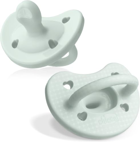 Image of Chicco PhysioForma Luxe Orthodontic Pacifier for Babies 0-6 Months,One-Piece 100% Soft Silicone,Supports Breathing,Textured Shield&Handle,Included Sterilizing Case,BPA Free,Mint,2 Count (Pack of 6)