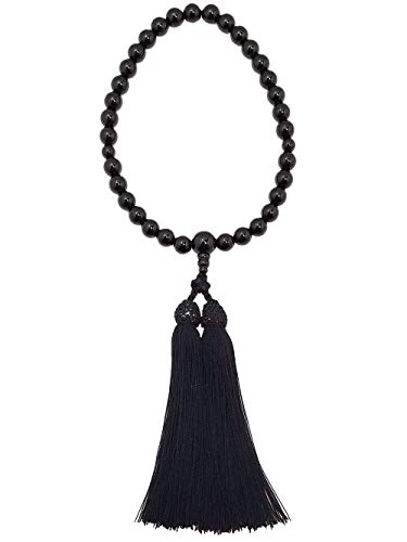 京都 土屋念珠店 女性用 数珠 黒オニキス 正絹房 国産 手作り 桐箱入 -すべての宗派でご使用頂けます-