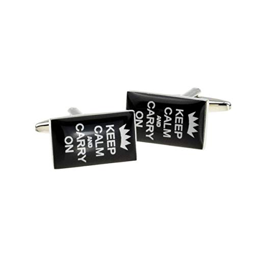 Mancuernillas negras y blancas Keep Calm One Size miniatura 1