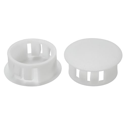 Image of PATIKIL Hole Plugs Plastic, 100 Pcs 20mm(13 /16 inch) Screw Bumper Hole Plug Flush Snap Type Round Hole Cover Caps for Round Holes Cabinet Furniture Kitchen, White