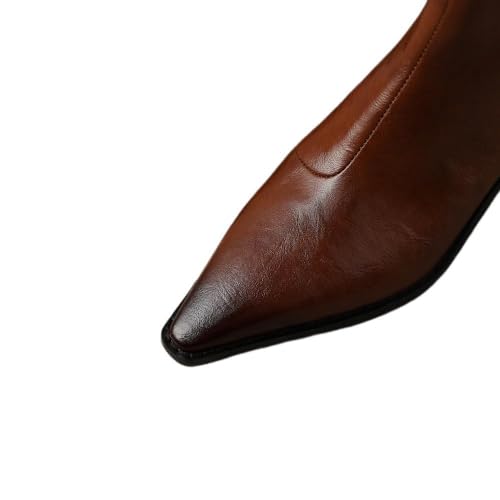 TinaCus Women's Handmade Genuine Leather Pointy Back Zipper Short Western Boots2