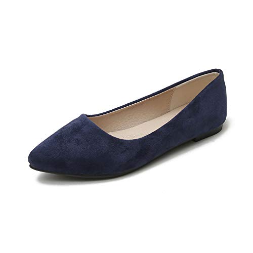 Ztwutang Stunner Women Cute Slip-On Ballet Shoes Soft Solid Classic Pointed Toe Flats 39, 7, P Blue #TOP6