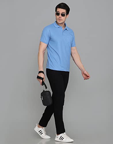 Image of INKKR Men's Polo Neck Half Sleeve Cotton Blend Regular Fit T-Shirt With Pocket