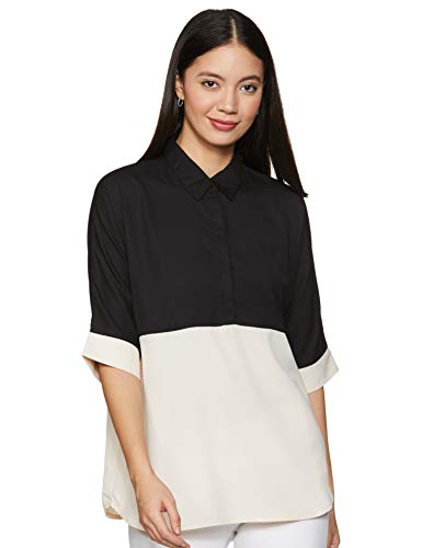 Image of Amazon Brand - Symbol Women's Loose Fit Shirt (SYM /SS20 /TP015 Black2 L)