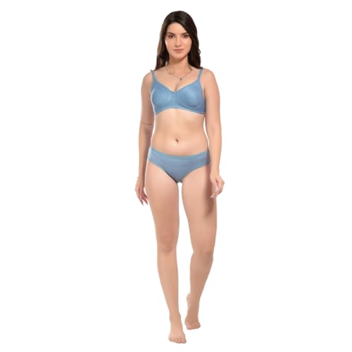 Image of SGC Women Cotton Blend Lingerie Set||Lightly Padded Wirefree Bra & Panty Set||Bridel Set for Women & Girls