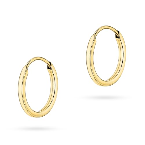 MARKO Elegante Echtgold 333 Creolen Damen 10mm Zeitlose Gelbgold Ohrringe für Frauen | Klassischer Schmuck für Alltag Oktoberfest & Weihnachten