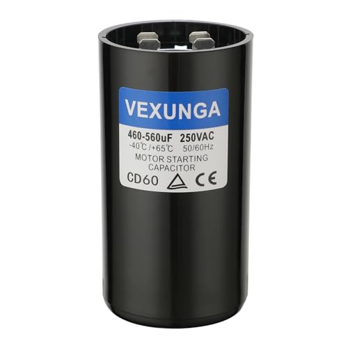 VEXUNGA 460-560 uF MFD 250 VAC 50/60 Hz Round Motor Start Capacitor CD60 Single Phase Capacitors for AC Motors Starting or Pool Pump or Well Pump