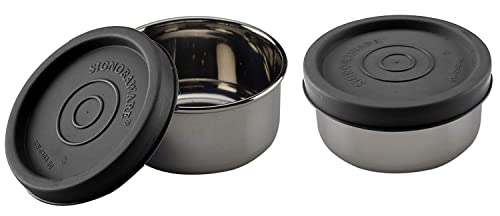 Signoraware Nano Round Steel Small, Set of 2, 50ml+50ml, Black
