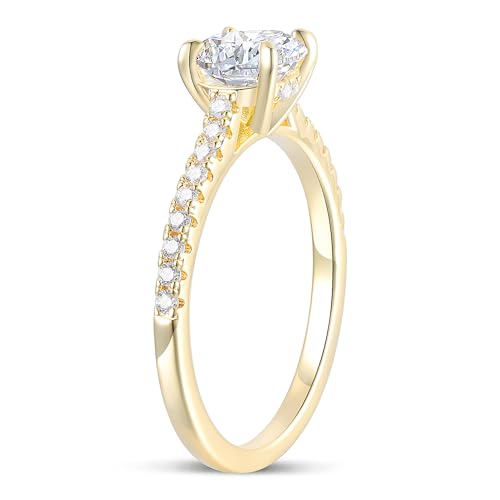 14K White Gold Engagement Rings 1ct Round Cut Moissanite Engagement Ring 14K Gold Solitaire Moissanite Rings for Women2