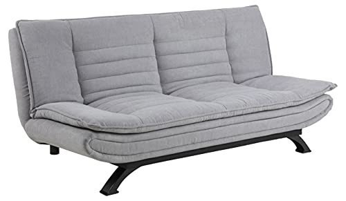 AC Design Furniture Jasper Bettcouch Hellgrau/Schwarz, Schlafsofa mit 3 Liegepositionen, Moderner 3-Sitzer Ohne Armlehne, Gepolstert mit schwarzen Metallbeinen, L: 196 x H: 91 x T: 98 cm