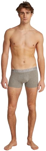 Tommy Hilfiger Herren 3er Pack Boxershorts Trunks mit Logobund, Mehrfarbig (Mid Hthr/Blck/Th Wht), S 4