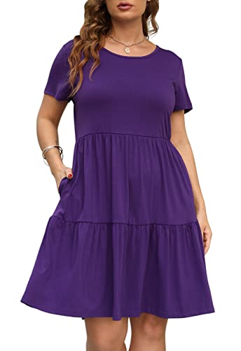 Image of Nemidor Women Plus Size Casual Ruffle Dress Swing Midi Pocket