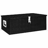 Caja de almacenaje de aluminio negro 90x47x33,5 cm, Chaduof Caja De Herramientas Metalica, Caja De Transporte Herramientas, Caja Aluminio