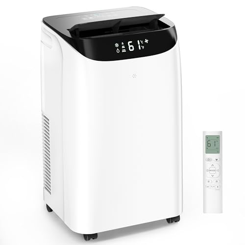 12000 BTU Portable Air Conditioners, Cools Up to 500 Sq.Ft, Free standing AC Unit, Cooling, Dehumidifier, Fan, Sleep Mode, Remote Control & Installation Kit, White