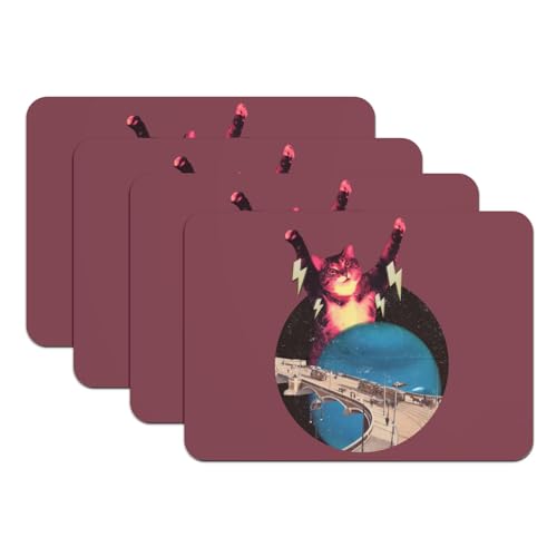 Dessous de table grand format parodie animale espace rouge x4