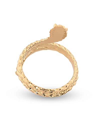 Image of ZAVERI PEARLS Antique Gold Tone Contemporary Adjustable Snake Finger Ring For Women-ZPFK9892
