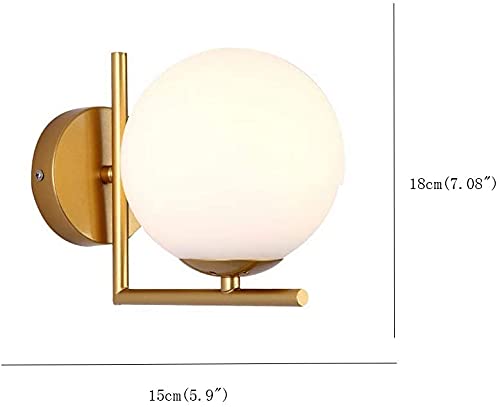 Image of WOKE Modern Wall Lamp with Ball Glass Shade, E27 Golden Finish Wall Lights Fixture Wall Mount Lamp for Bedroom Living Room Corridor Art Decor (Without Bulb) 78952