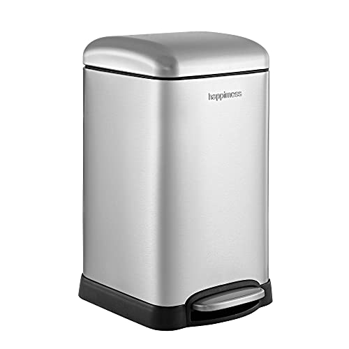 Image of happimess Betty Retro Mini 3.2 Gal Step Trash Can, Platinum Silver