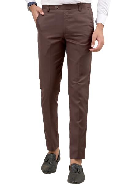 seven hunters Men Regular Fit Brown Cotton Blend Trousers-picture-51