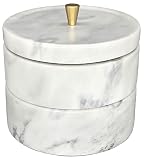 BustleDust 100% Natural Marble Jewelry Box Organizer Two-Tier Storage Container with Removable Lid f