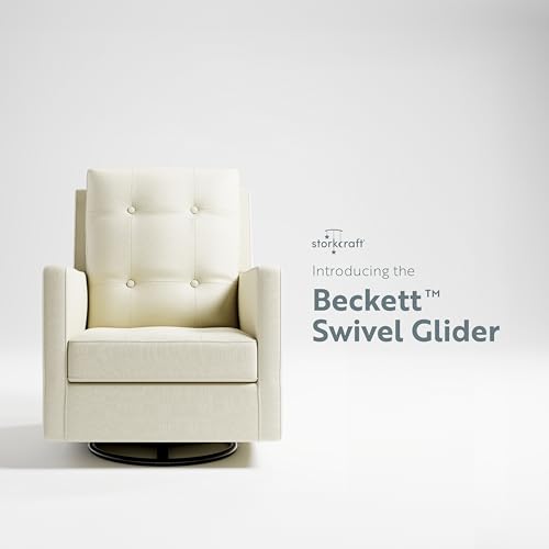 image for Storkcraft Beckett Small Spaces Swivel Glider Nursery Chair (Pearl) �