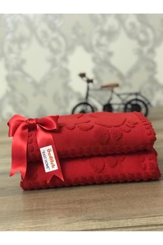 2'li Banyo Ayak Havlusu, Kırmızı