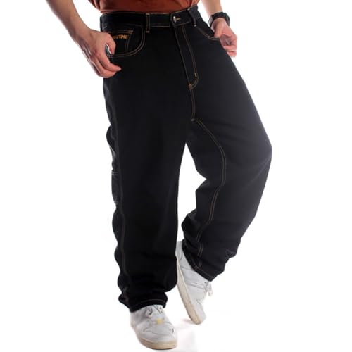 XYGJZ Men's Vintage Hip Hop Baggy Denim Work Pants Jeans Loose Fit Dance Skateboard Pants2