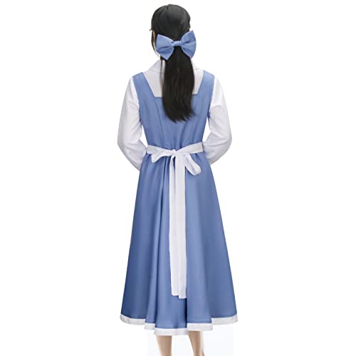LIKUNGOU Beauty Belle Costume Maid Blue Dress Women Girls Outfit with Bow  Halloween Cosplay Party Suit Accessories (S) - BigaMart