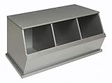 Badger Basket Three Bin Storage Cubby, Silver