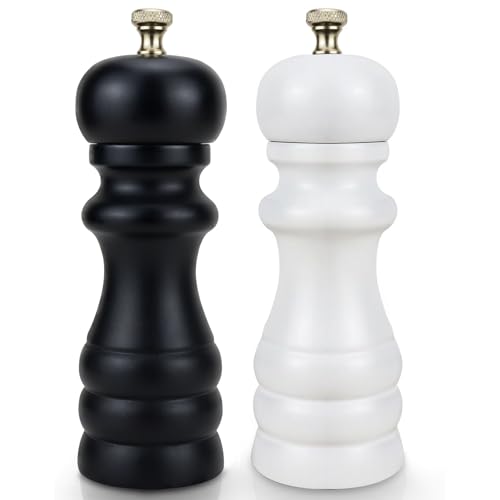 Moulin a Poivre et Sel Set, Lot de 2 Moulin à Sel et Poivre Mpanuel, Salieres et Poivrieres avec Broyeur à Épices en Cépamique Réglable, 6,5 Pouces Moulin Poivre en...
