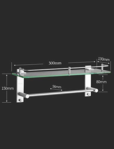 Toallero de baño con estante de vidrio y barra de aluminio para almacenamiento de ducha
