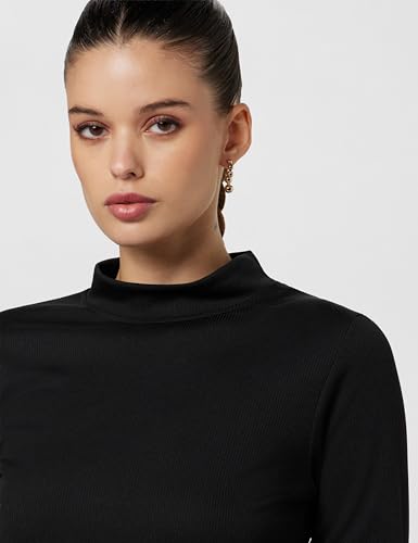 Image of ATHENA LIFESTYLE Black Solid Ribbed Bodycon Dress