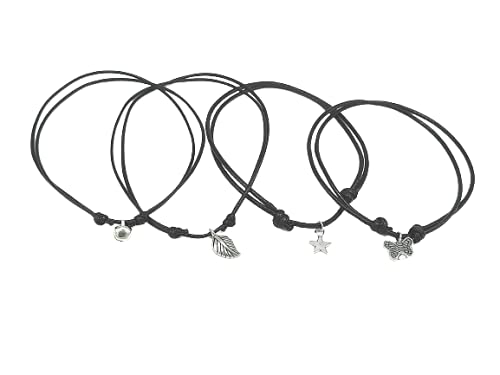 Aks jewelzBlack thread anklet combo_leaf_star_butfly_ghung Pack of 4