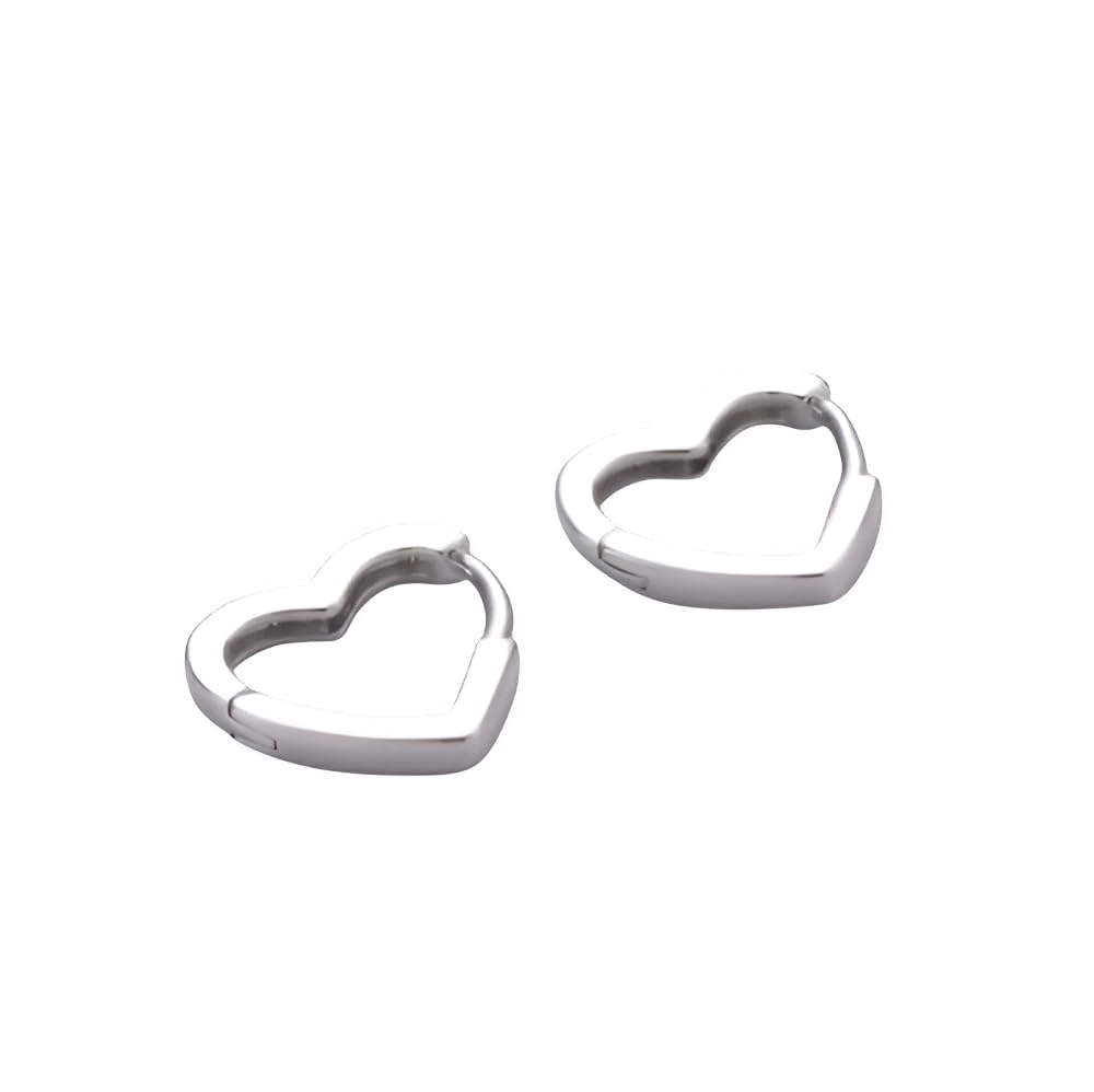 Men's Heart Shaped Stud Earrings Silver-image-9