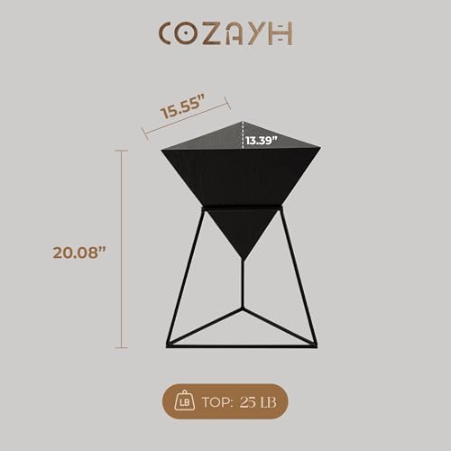 COZAYH Geometric End Table, Pyramid Metal Base, Black - image 3