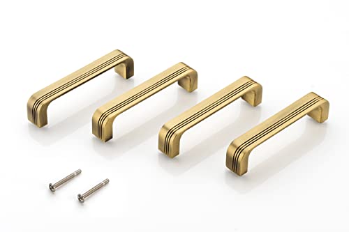 DEW MAT Brass Antique Finish 4 Door/Cabinet/Wardrobe Handle for Home Decor (4-Inch)