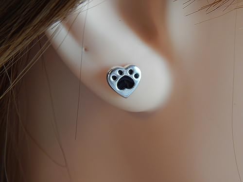 Image of 925 Sterling Silver Paw Print Stud Earrings (Choose Your Style) (Nickel Free)