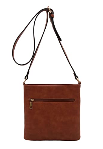 Image of Medium Size Solid Modern Classic Crossbody Bag with Gold Plate